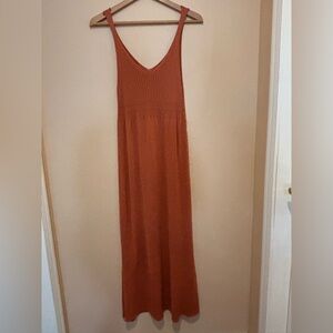 Sleeveless Rust Knit Maxi Dress